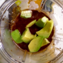 Blend the coconut-chocolate mixture with the avocados until creamy.